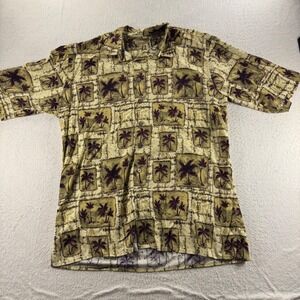 Natural Issue Men's Tropical Palm Tree Print Button Up Short Sleeve Shirt Beachy